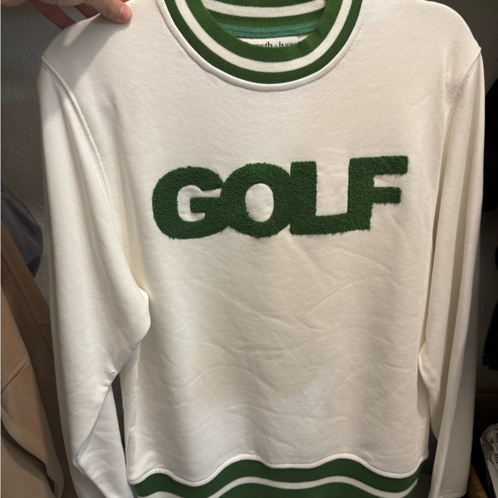 Golf Crewneck Sweatshirt in Cream and Green